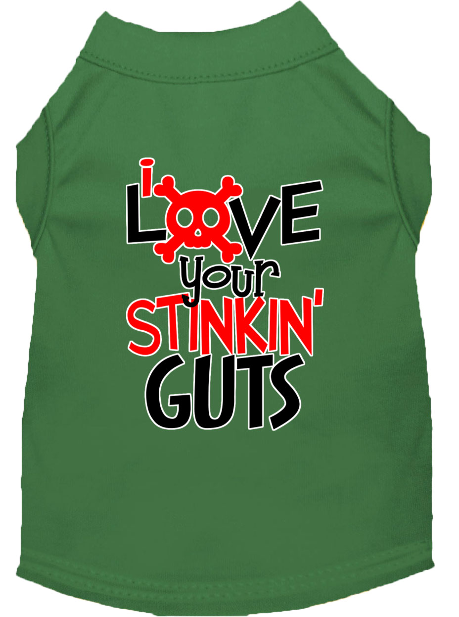 Love your Stinkin Guts Screen Print Dog Shirt Green XXXL